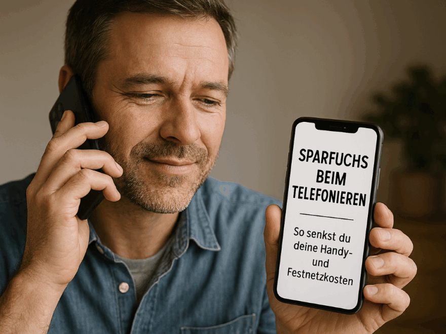 Sparfuchs beim Telefonieren